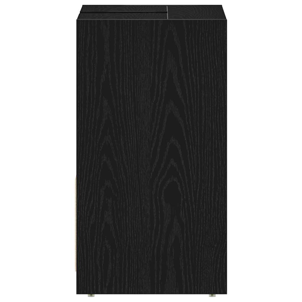 badeværelsesskab 60x33x60 cm konstrueret træ sort egetræ