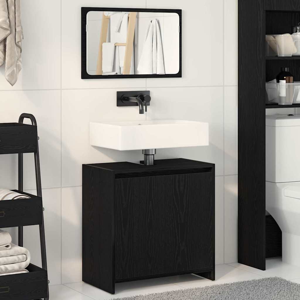Badeværelsesskab Sort eg 60 x 33 x 60 cm Konstrueret træ