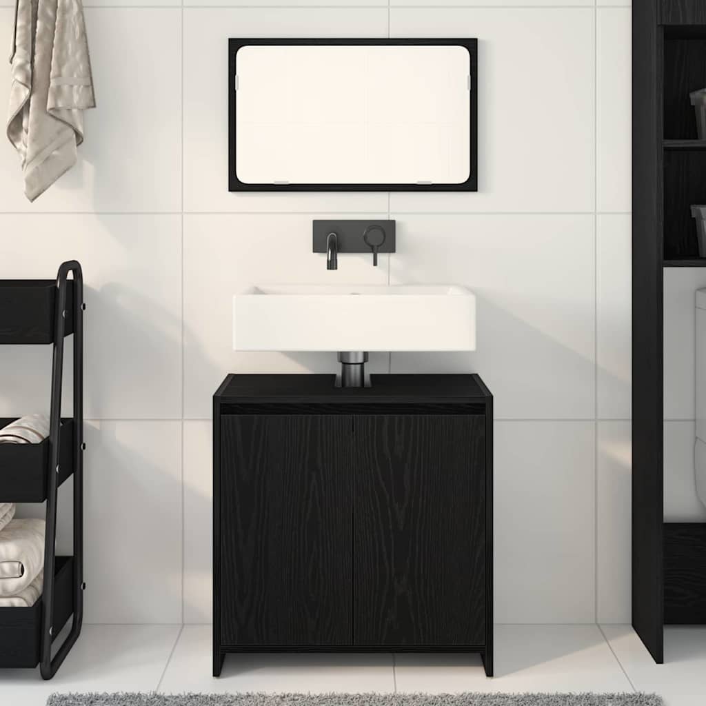 Badeværelsesskab Sort eg 60 x 33 x 60 cm Konstrueret træ