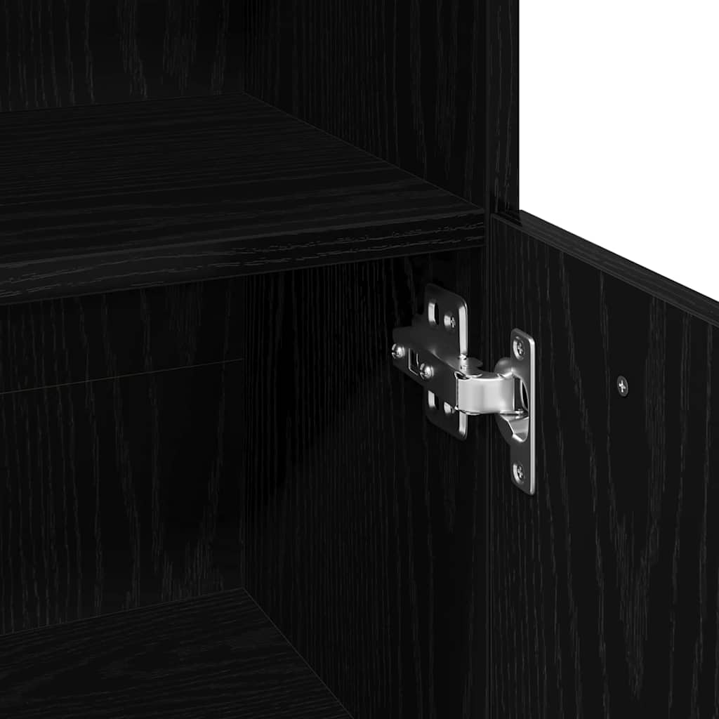 Badeværelsesskab Sort eg 30 x 30 x 95 cm Konstrueret træ
