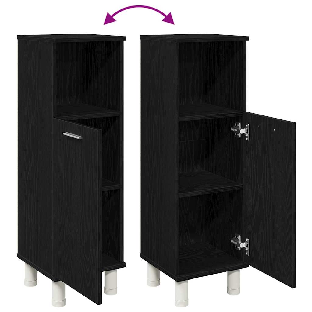 Badeværelsesskab Sort eg 30 x 30 x 95 cm Konstrueret træ