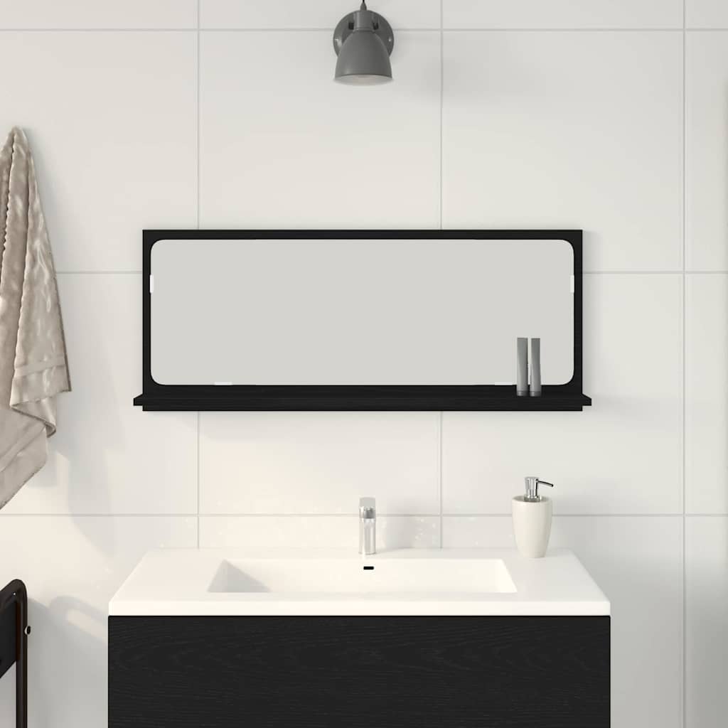 Spejlhylde Sort eg 90 x 10,5 x 37 cm Konstrueret træ