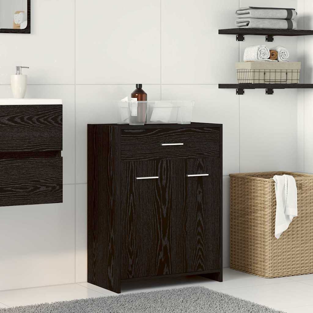 Badeværelsesskab Sort eg 60 x 33 x 80 cm Konstrueret træ
