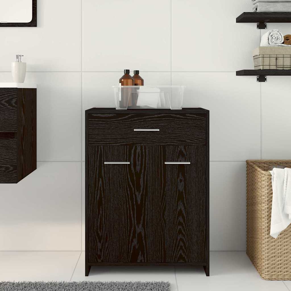 Badeværelsesskab Sort eg 60 x 33 x 80 cm Konstrueret træ