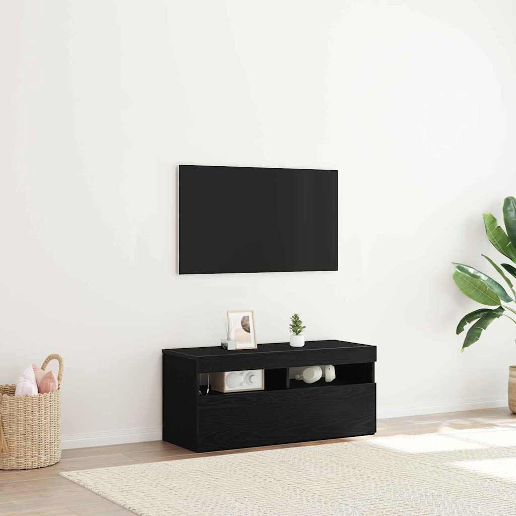 TV-skab 90 x 35 x 40 cm Sort eg Konstrueret træ