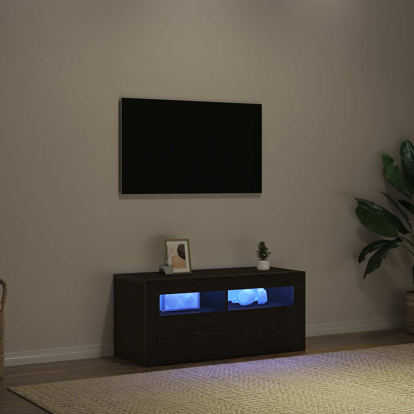TV-skab 90 x 35 x 40 cm Sort eg Konstrueret træ