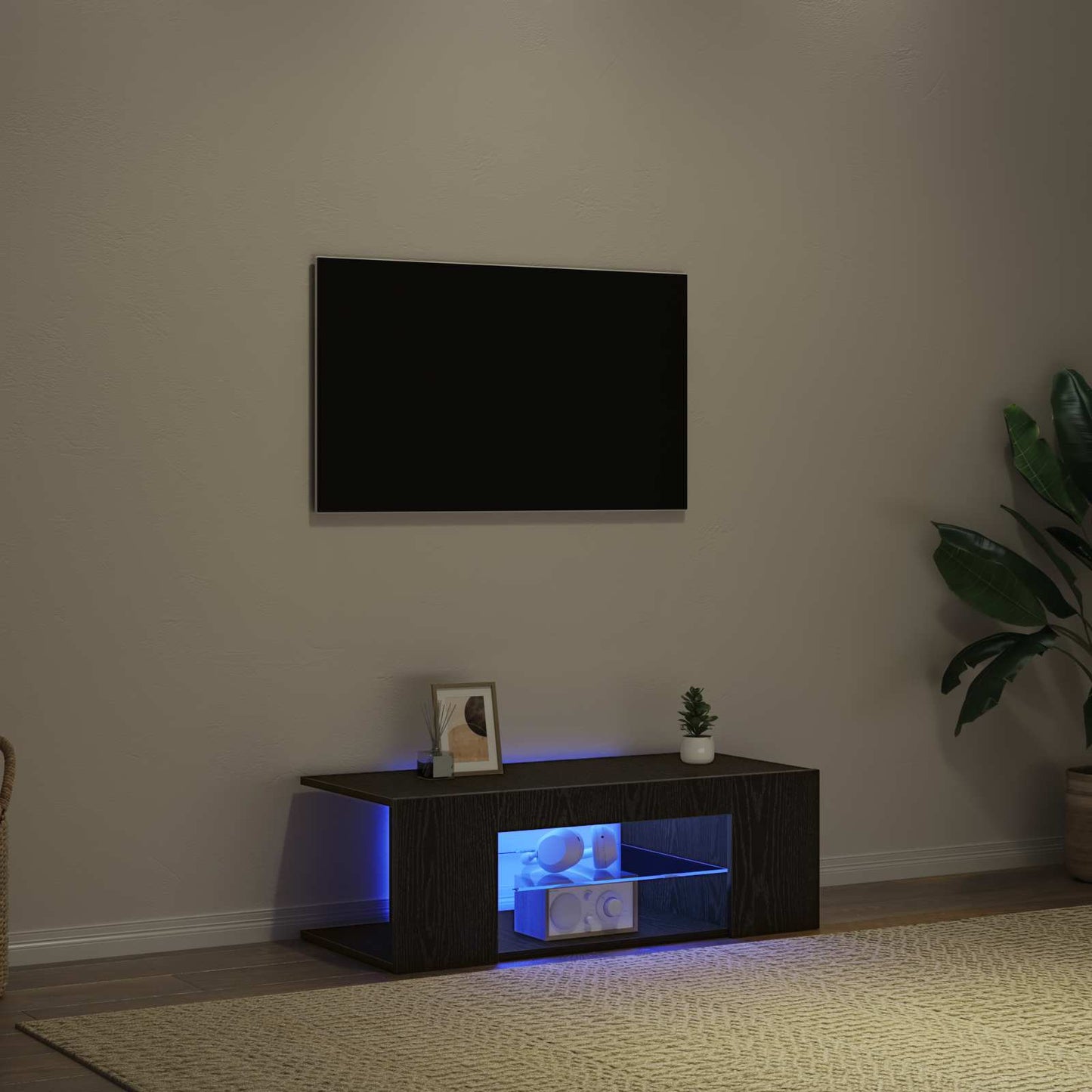 TV-skab 90 x 39 x 30 cm Sort eg Konstrueret træ