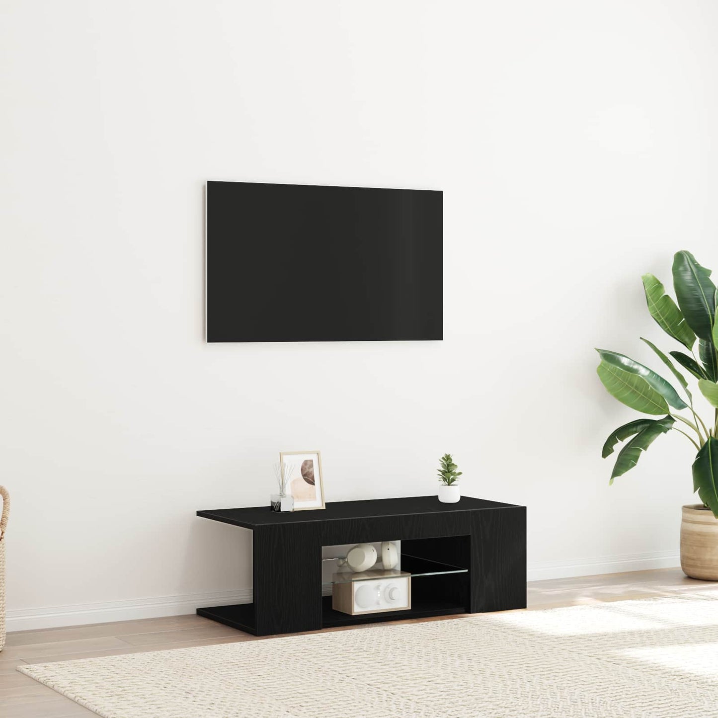 TV-skab 90 x 39 x 30 cm Sort eg Konstrueret træ