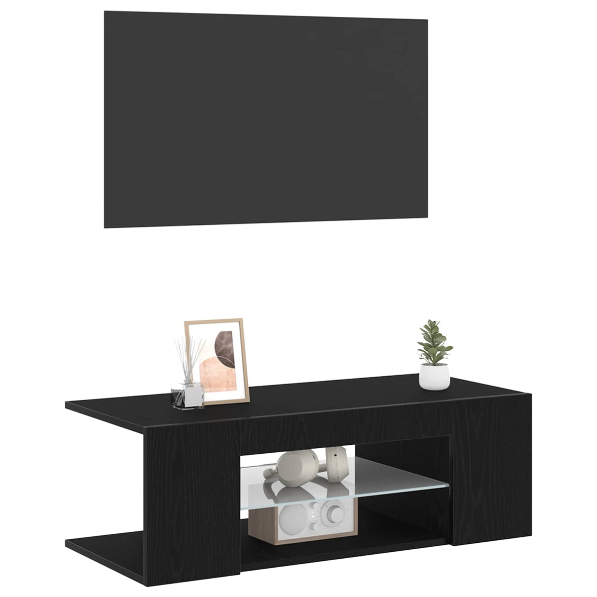 TV-skab 90 x 39 x 30 cm Sort eg Konstrueret træ