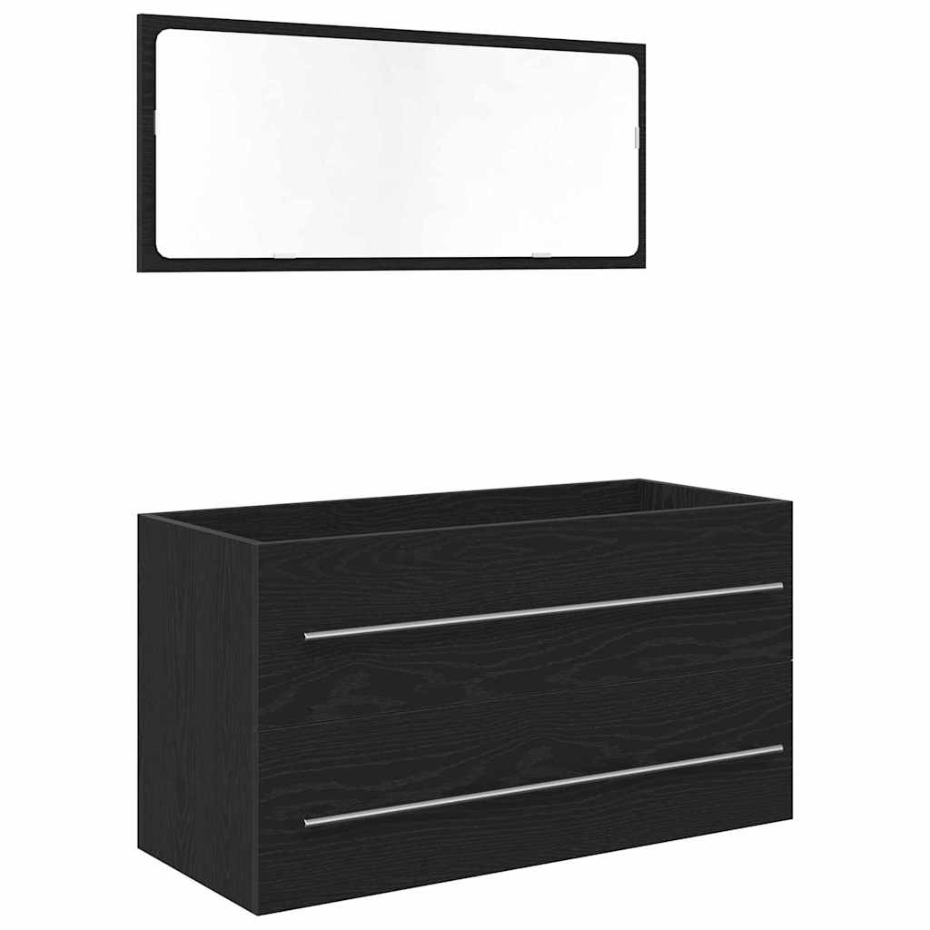 Vaskeskab Sort eg 90 x 45 x 1.5 cm Konstrueret træ