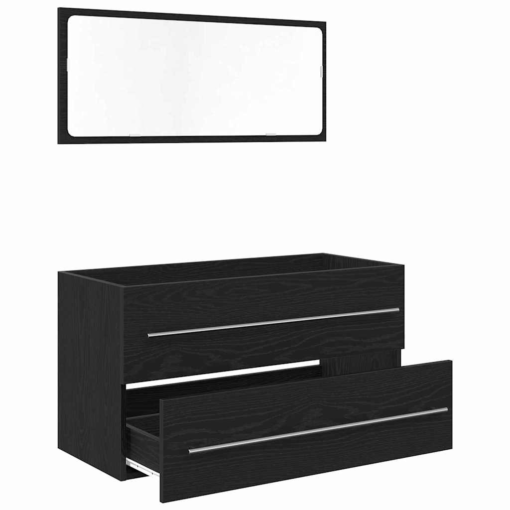 Vaskeskab Sort eg 90 x 45 x 1.5 cm Konstrueret træ