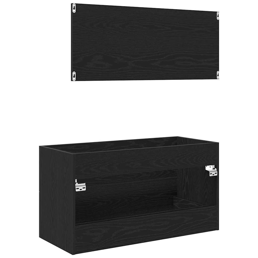 Vaskeskab Sort eg 90 x 45 x 1.5 cm Konstrueret træ