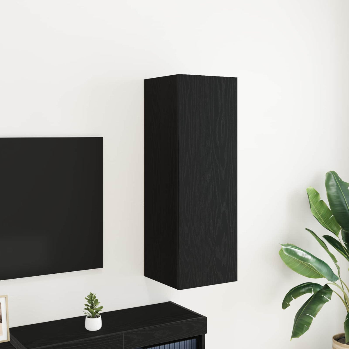 Væg TV Skab 30,5 x 30 x 90 cm Sort eg Konstrueret træ