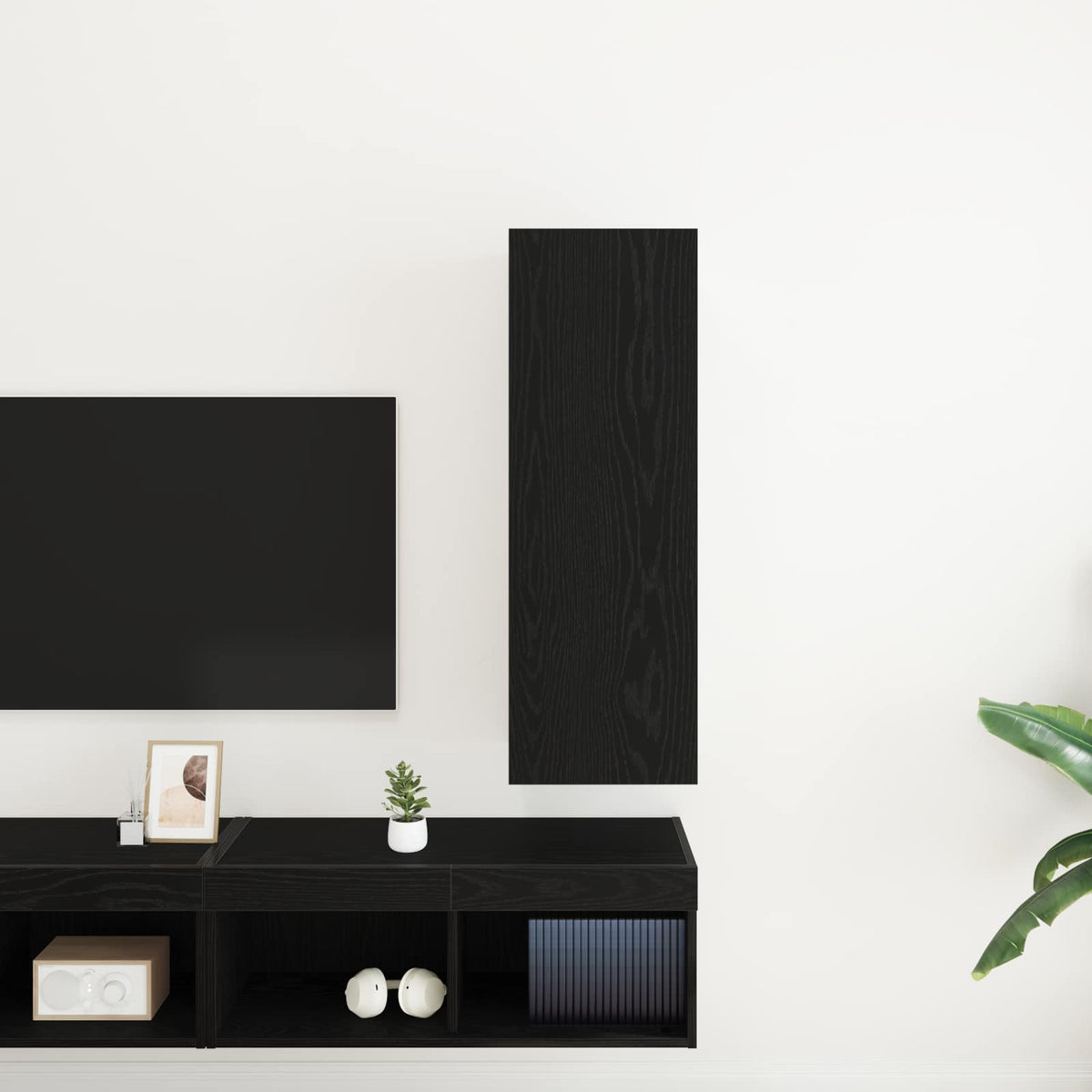 Væg TV Skab 30,5 x 30 x 90 cm Sort eg Konstrueret træ