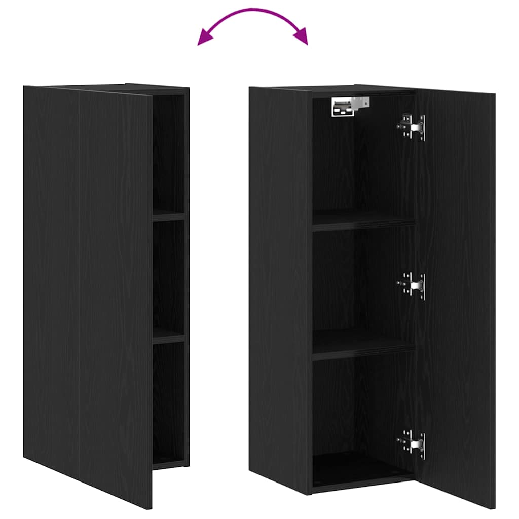 Væg TV Skab 30,5 x 30 x 90 cm Sort eg Konstrueret træ