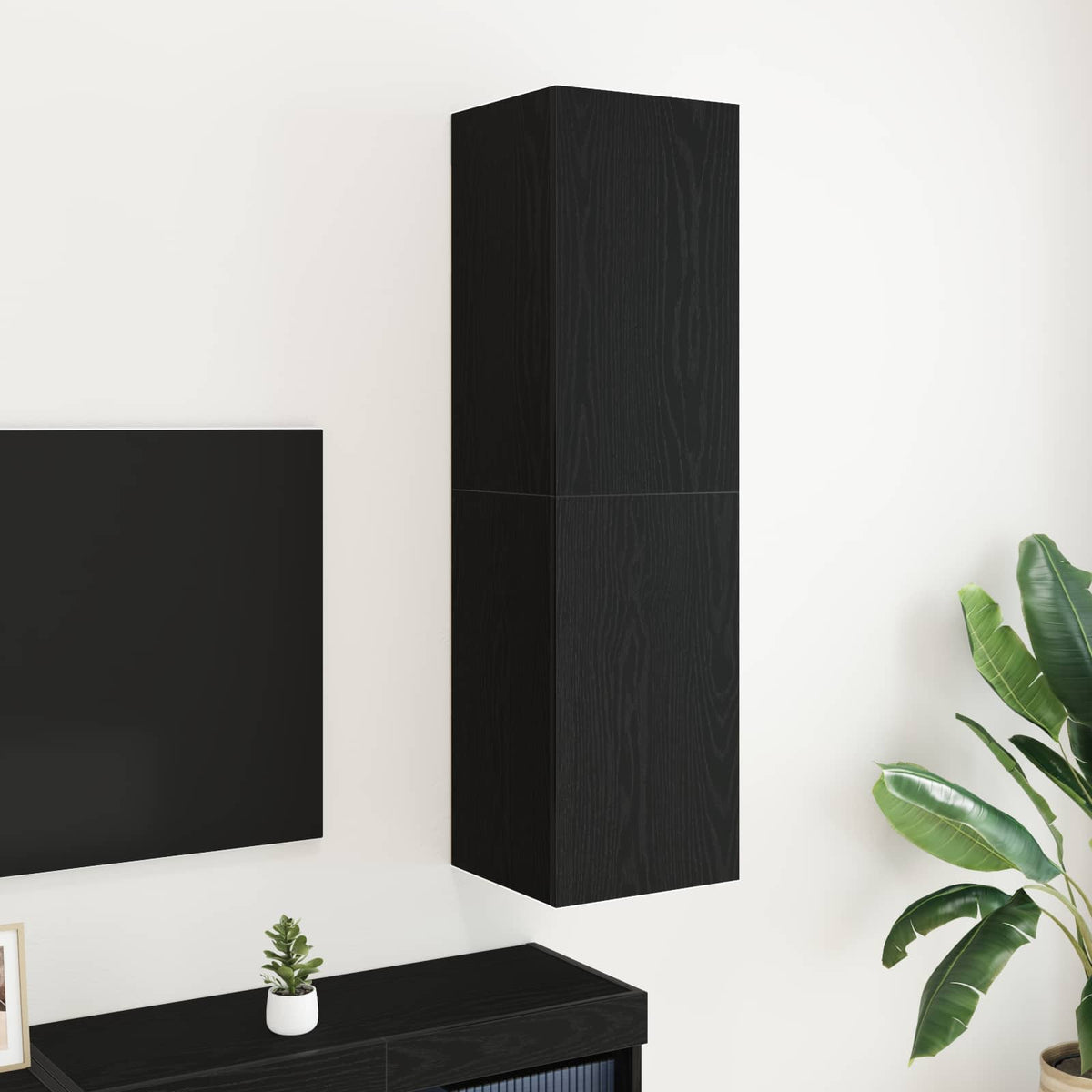 Væg TV Skab 30,5 x 30 x 110 cm Sort eg Konstrueret træ