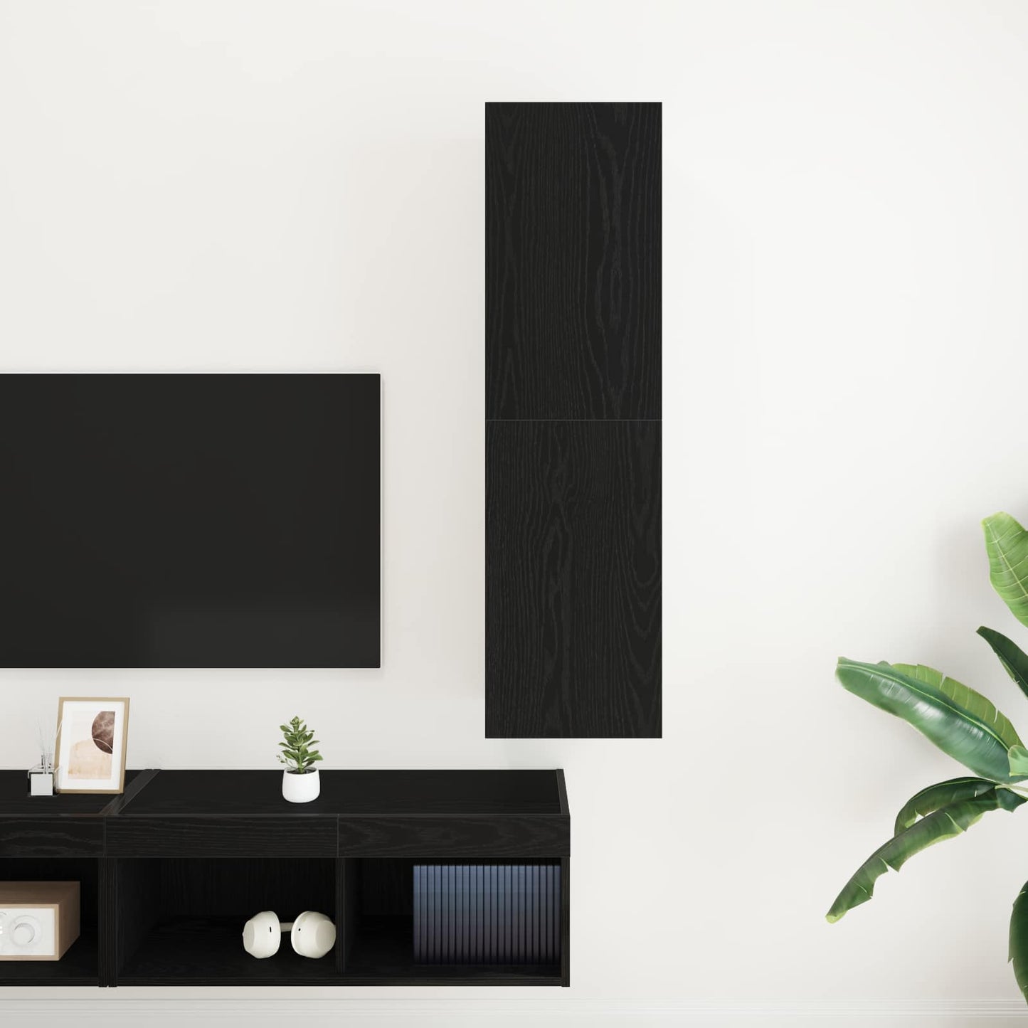 Væg TV Skab 30,5 x 30 x 110 cm Sort eg Konstrueret træ