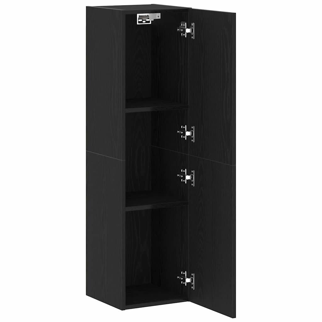 Væg TV Skab 30,5 x 30 x 110 cm Sort eg Konstrueret træ