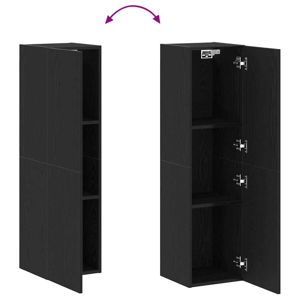 Væg TV Skab 30,5 x 30 x 110 cm Sort eg Konstrueret træ