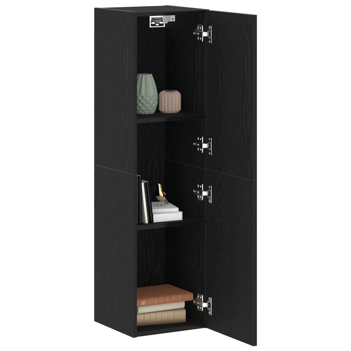 Væg TV Skab 30,5 x 30 x 110 cm Sort eg Konstrueret træ