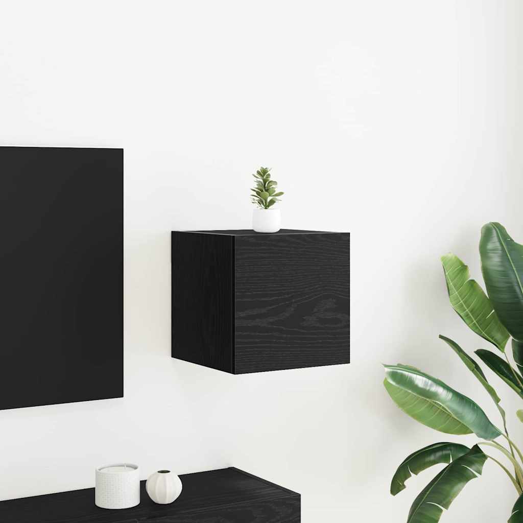 Vægmonteret TV Skab 30,5 x 30 x 30 cm Sort eg Konstrueret træ
