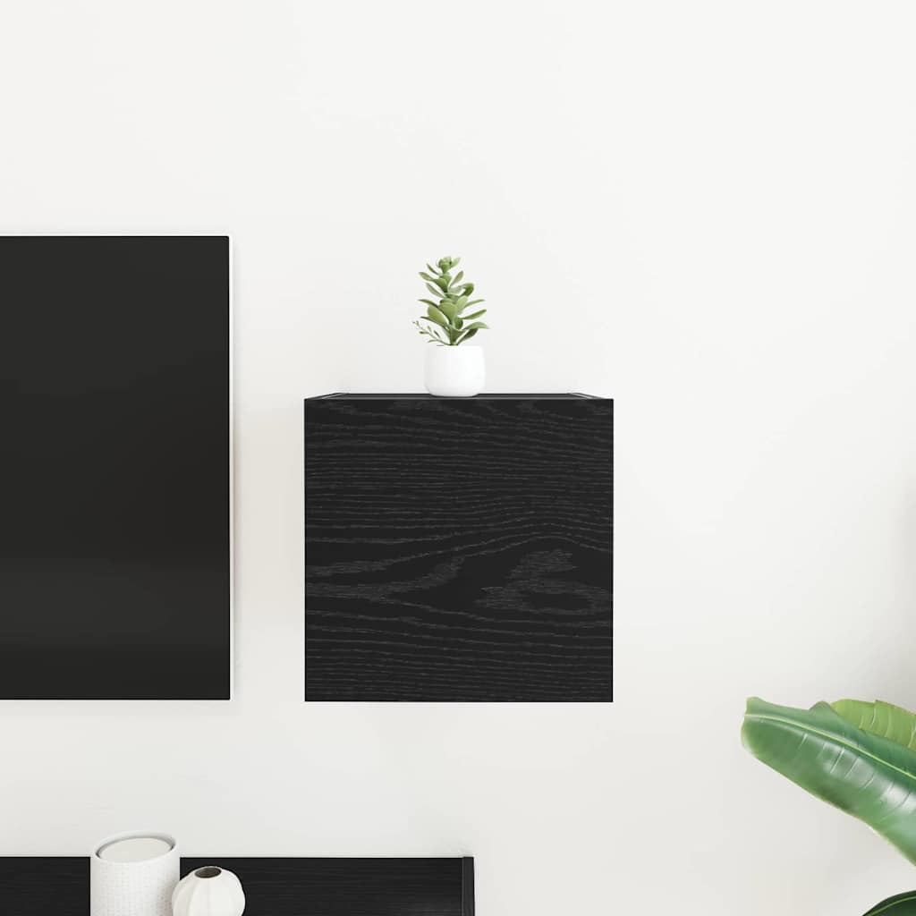 Vægmonteret TV Skab 30,5 x 30 x 30 cm Sort eg Konstrueret træ
