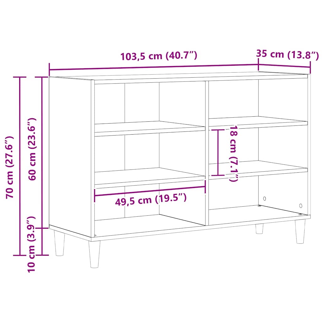 Sideboard 103,5 x 35 x 70 cm Konstrueret træ Sort eg