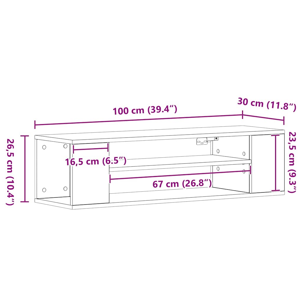 TV-skab 100 x 30 x 26,5 cm Sort eg Konstrueret træ