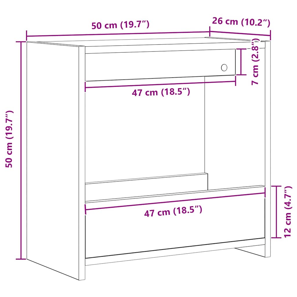 Sidebord Sort eg 50 x 26 x 50 cm Konstrueret træ