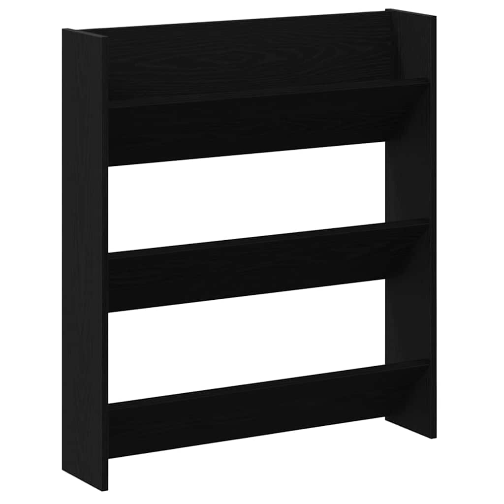 Sko skab 80 x 18 x 90 cm Konstrueret træ Sort eg