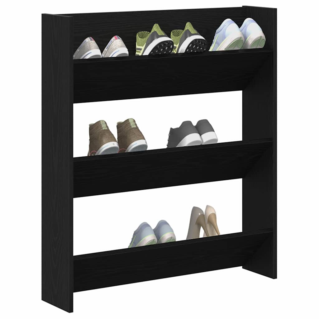 Sko skab 80 x 18 x 90 cm Konstrueret træ Sort eg