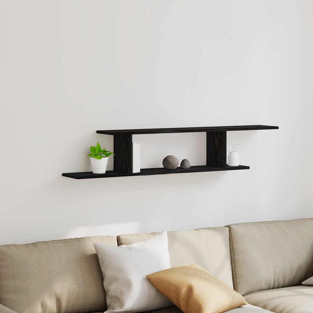 Vægmonteret TV Regal Vægmonteret Sort eg 125 x 18 x 23 cm
