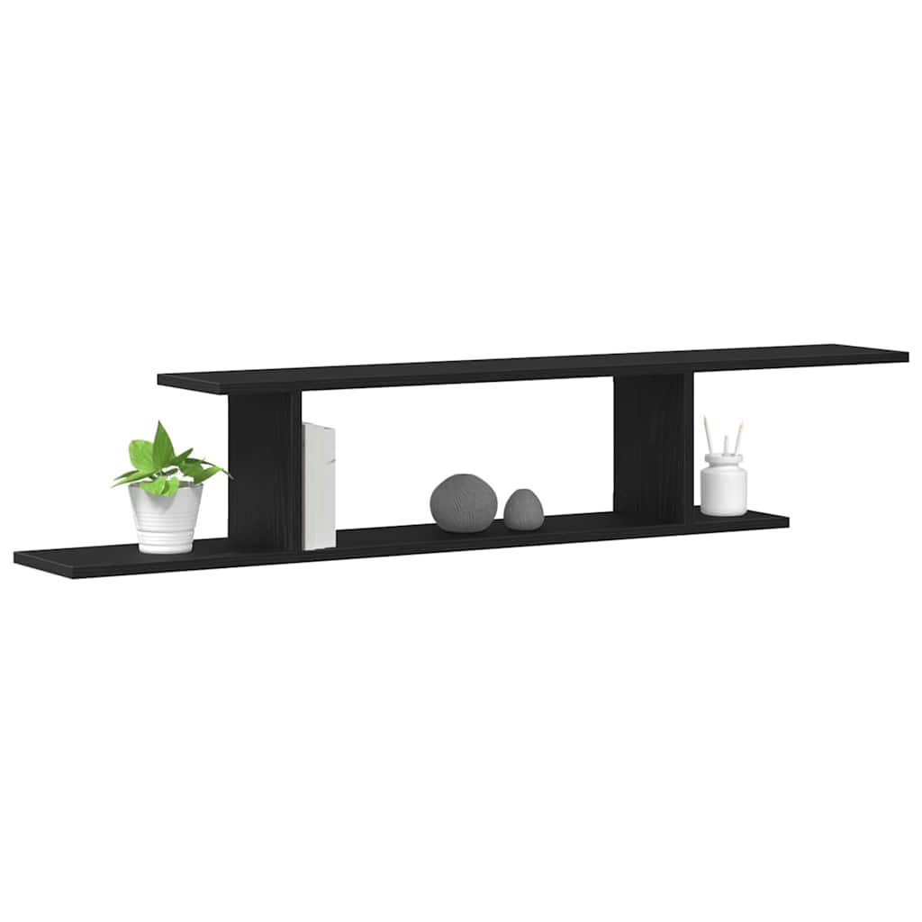 Vægmonteret TV Regal Vægmonteret Sort eg 125 x 18 x 23 cm