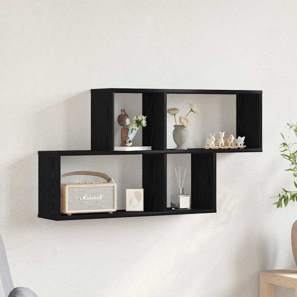 Væghylde Vægmonteret Sort eg 76 x 15 x 53 cm Konstrueret træ