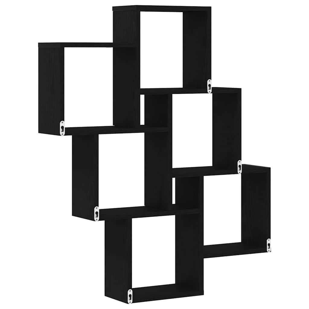 Væghylde Vægmonteret Sort eg 78 x 15 x 93 cm Konstrueret træ