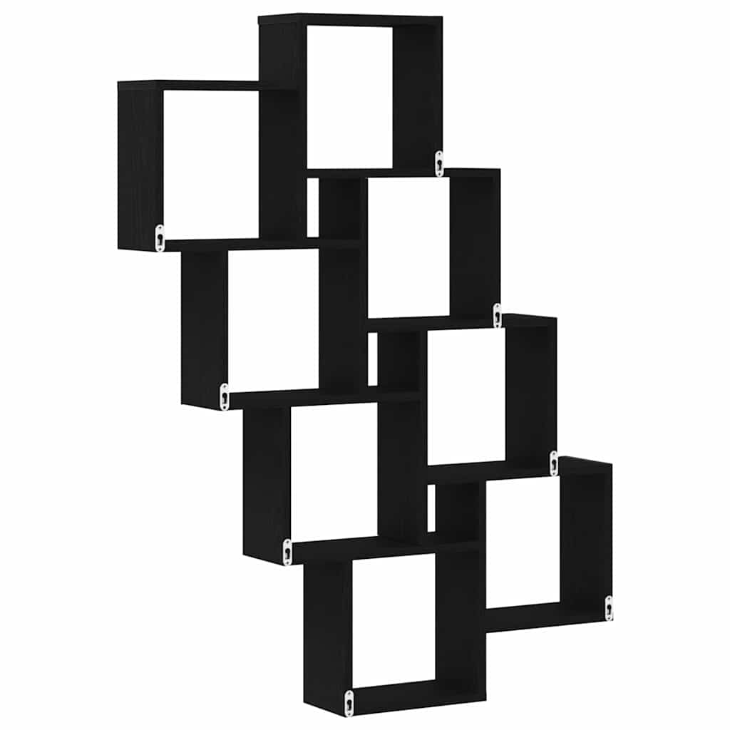 Væghylde Vægmonteret Sort eg 90 x 15 x 119,5 cm Konstrueret træ