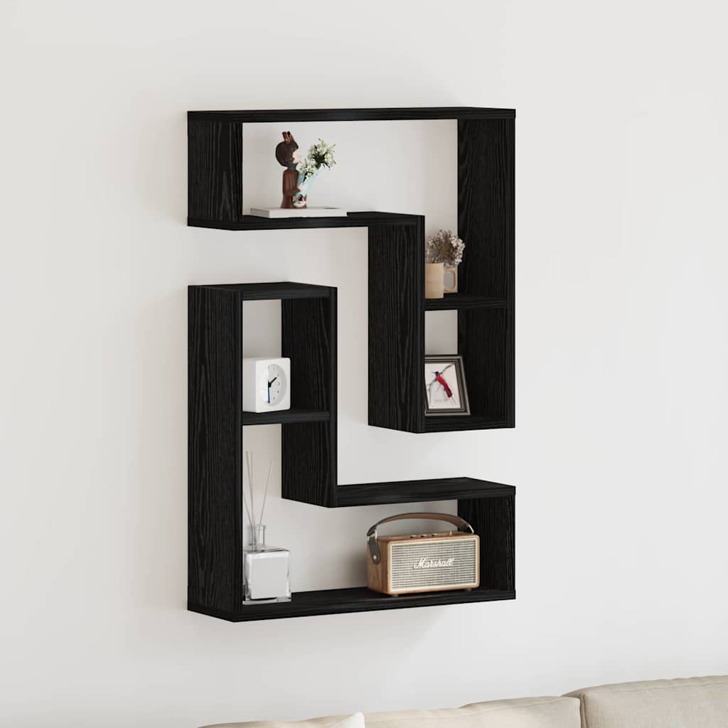 Væghylde 2 stk. Sort eg 50 x 15 x 85 cm Konstrueret træ