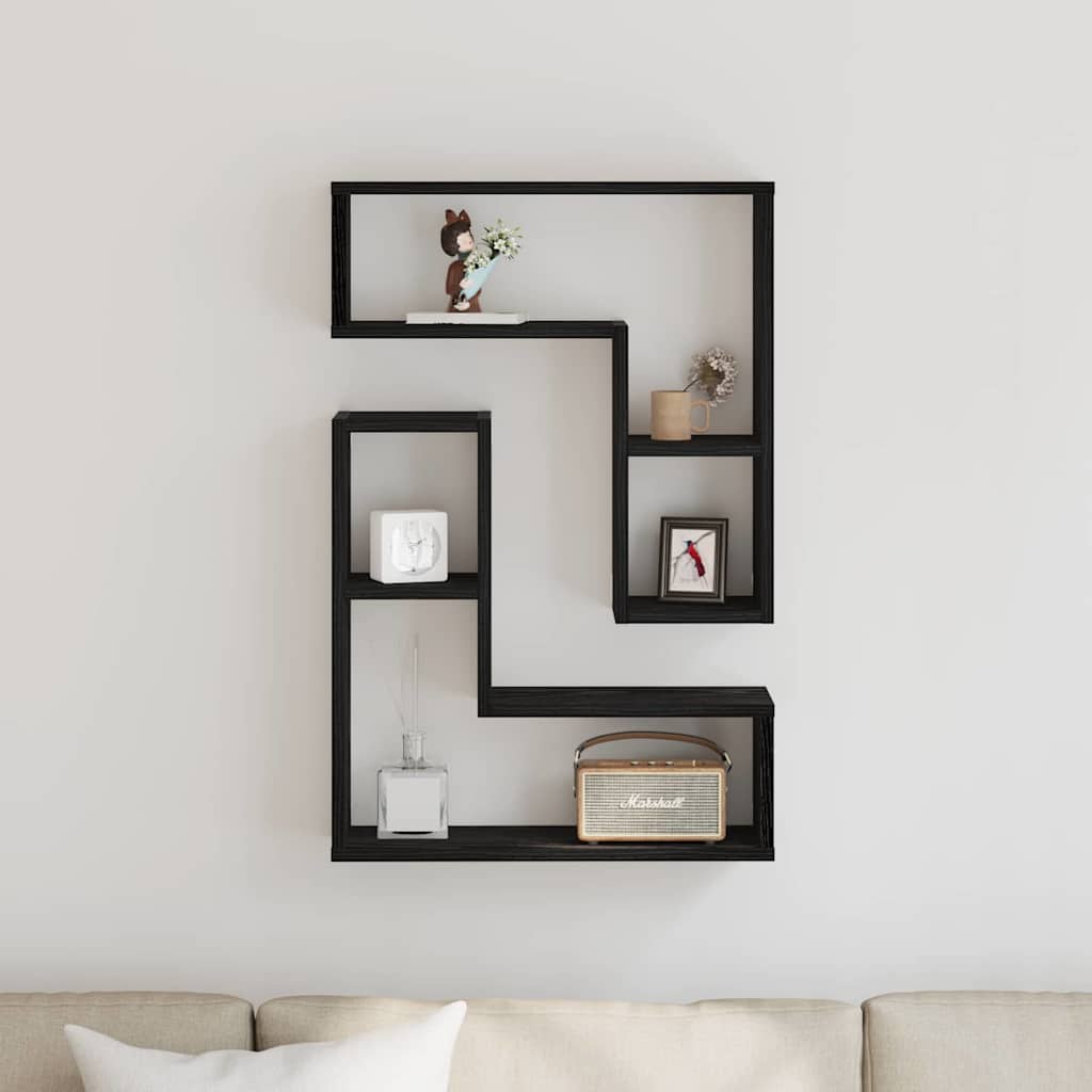 Væghylde 2 stk. Sort eg 50 x 15 x 85 cm Konstrueret træ