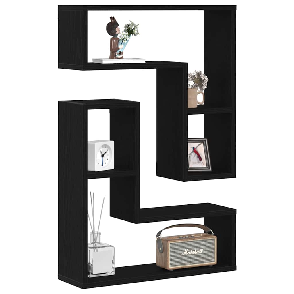 Væghylde 2 stk. Sort eg 50 x 15 x 85 cm Konstrueret træ