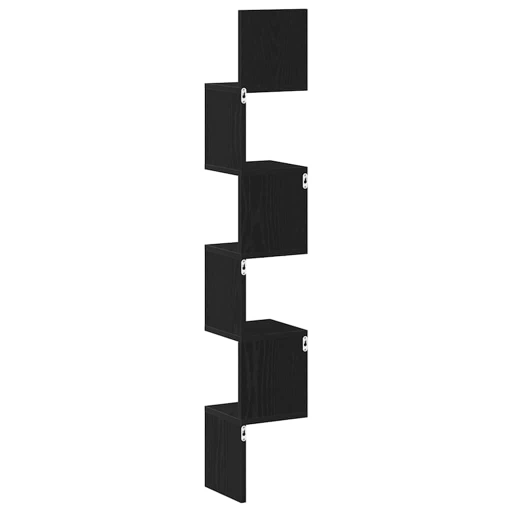Hjørnehylde Vægmonteret Sort eg 20 x 20 x 127,5 cm