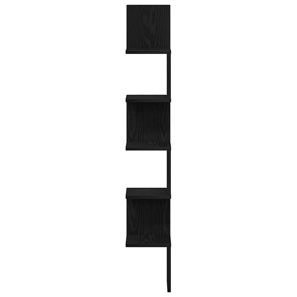 Hjørnehylde Vægmonteret Sort eg 20 x 20 x 127,5 cm