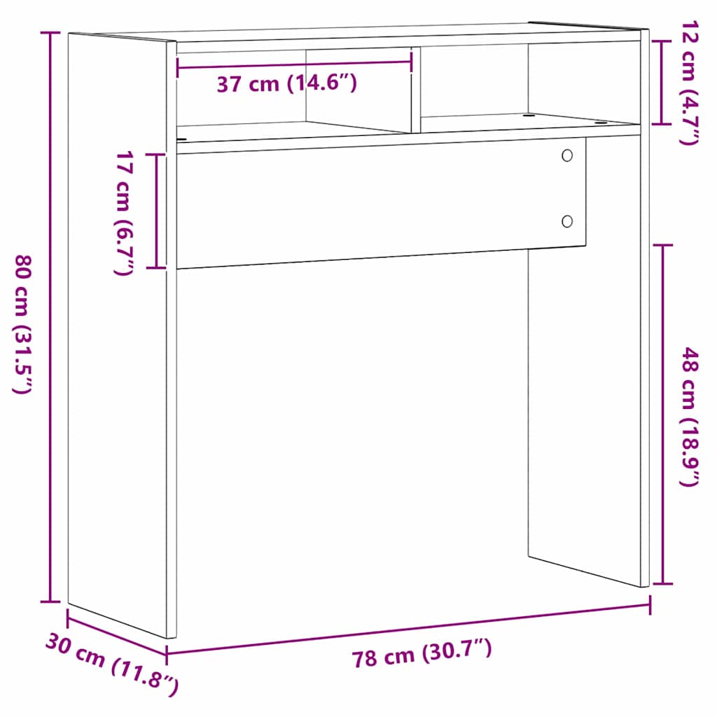 Konsolbord Sort eg 78 x 30 x 80 cm Konstrueret træ