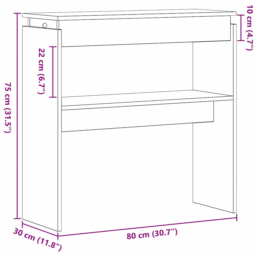 Konsolbord Sort eg 80 x 30 x 80 cm Konstrueret træ