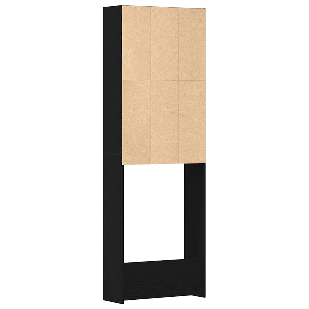 Vaskemaskineskab Sort eg 64 x 24 x 190 cm Konstrueret træ