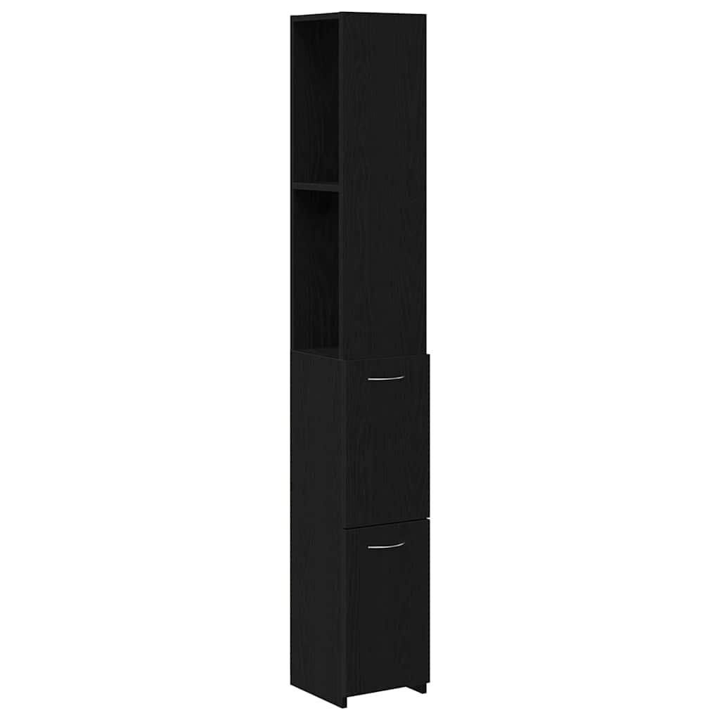 Badeværelsesskab Sort eg 25 x 25 x 170 cm Konstrueret træ