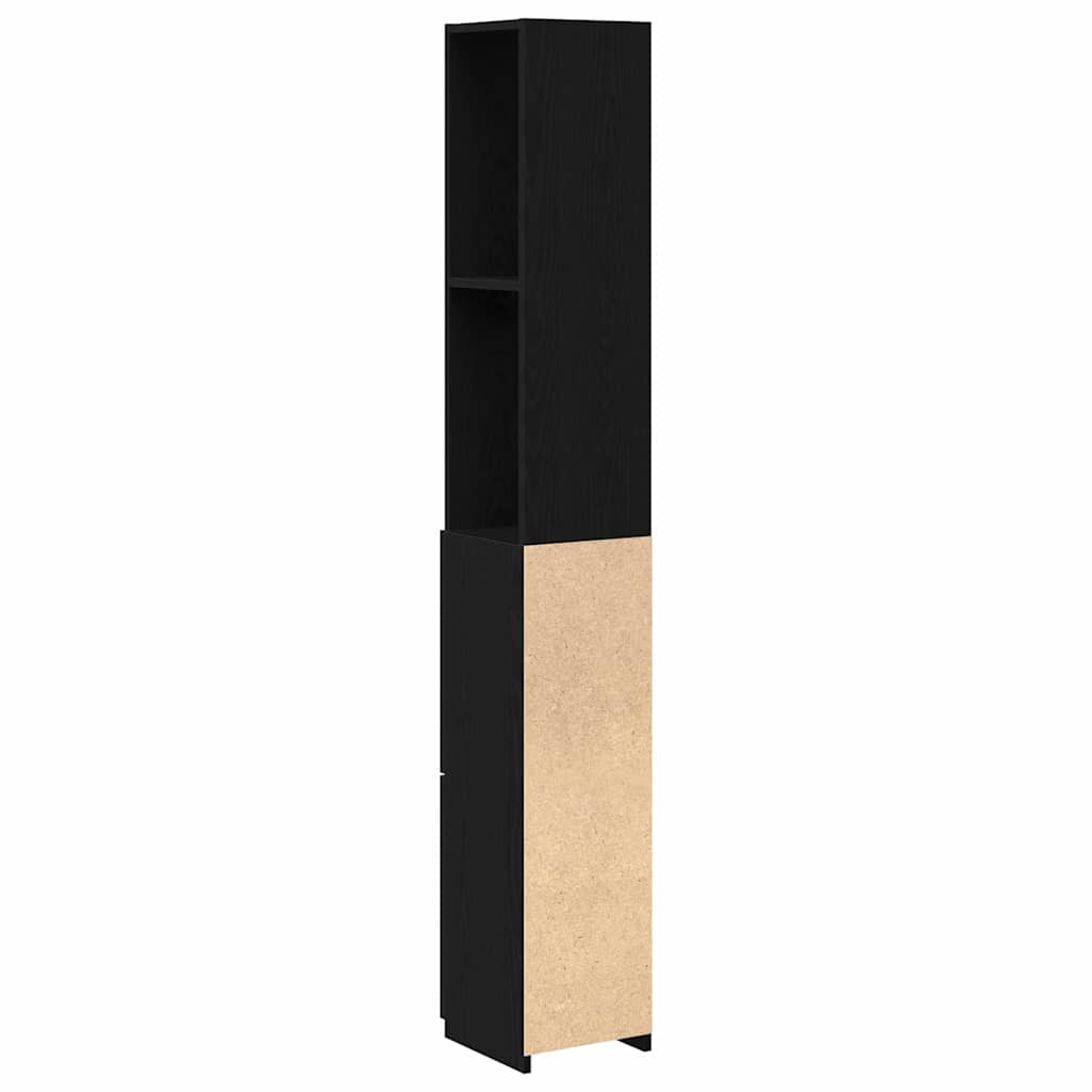 Badeværelsesskab Sort eg 25 x 25 x 170 cm Konstrueret træ