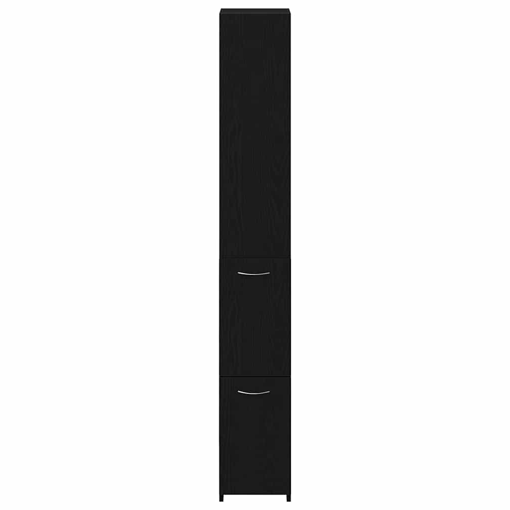 Badeværelsesskab Sort eg 25 x 25 x 170 cm Konstrueret træ