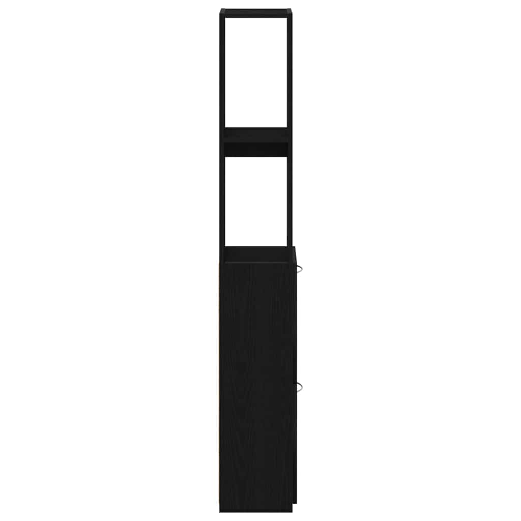 Badeværelsesskab Sort eg 25 x 25 x 170 cm Konstrueret træ
