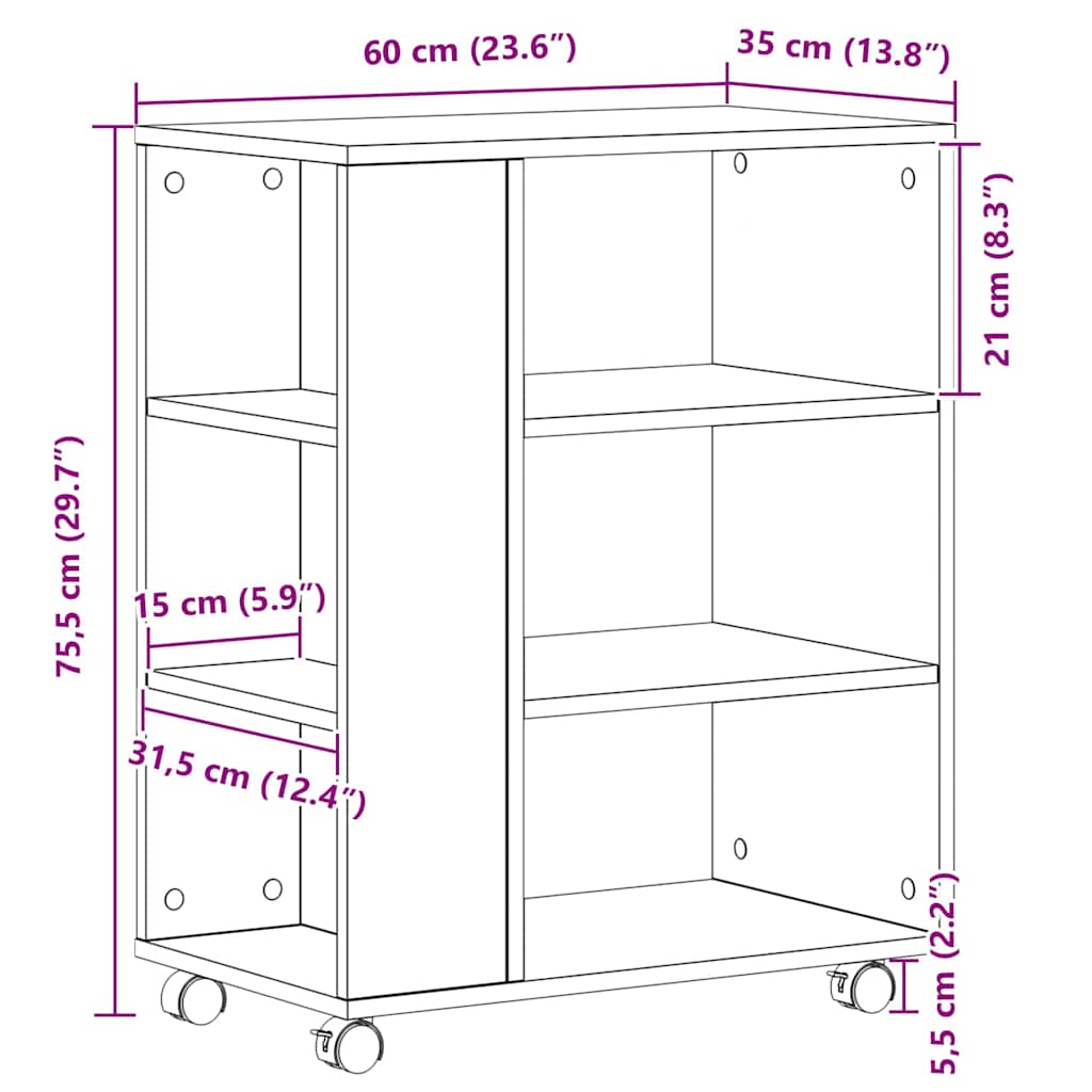 Opbevaringsskab 60 x 35 x 75 cm Konstrueret træ Sort eg