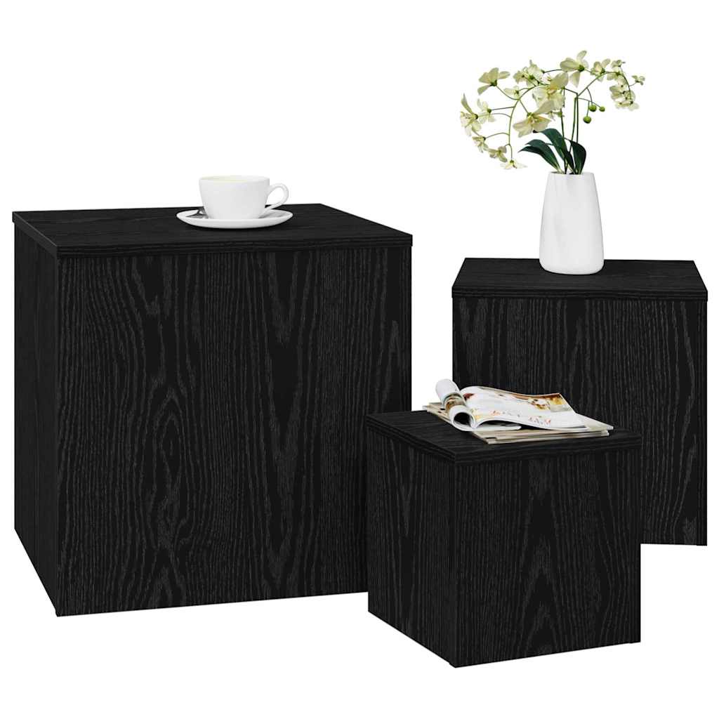 Nesting Bord 3 stk. Sort eg 45 x 45 x 45 cm Konstrueret træ
